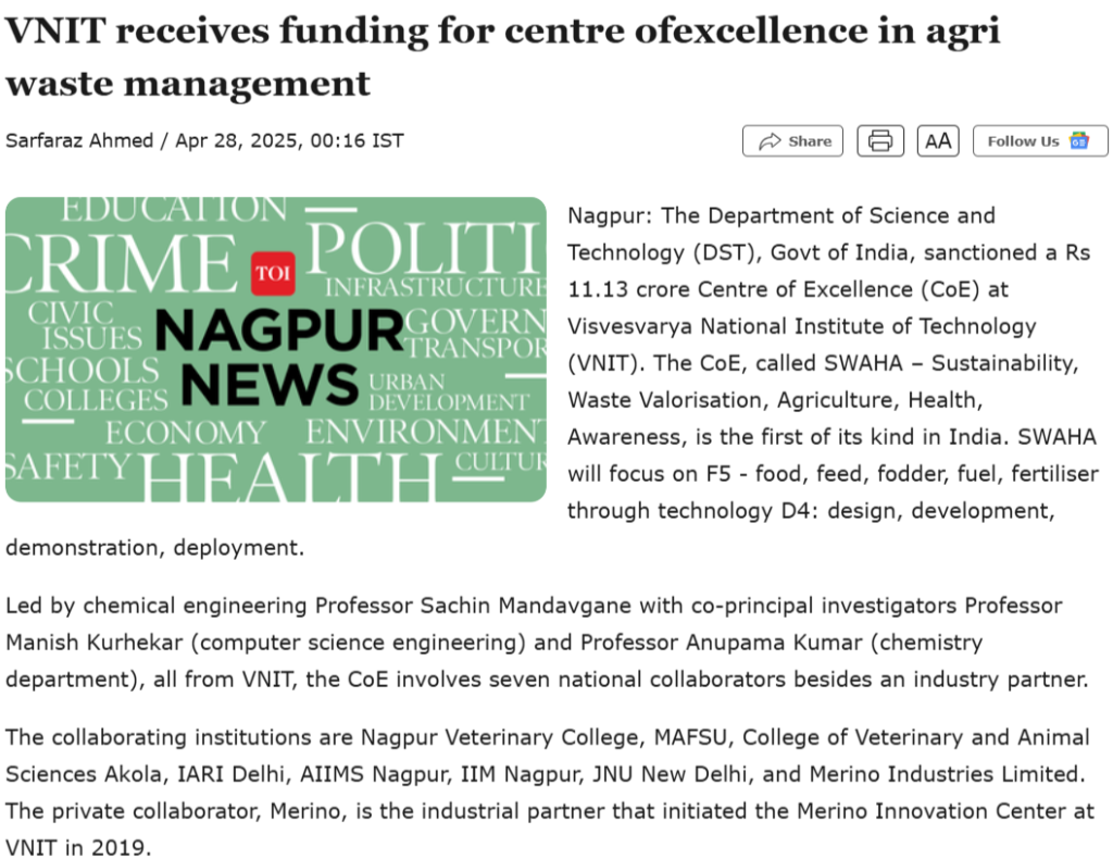https://timesofindia.indiatimes.com/city/nagpur/vnit-receives-funding-for-centre-ofexcellence-in-agri-waste-management/articleshow/120674566.cms